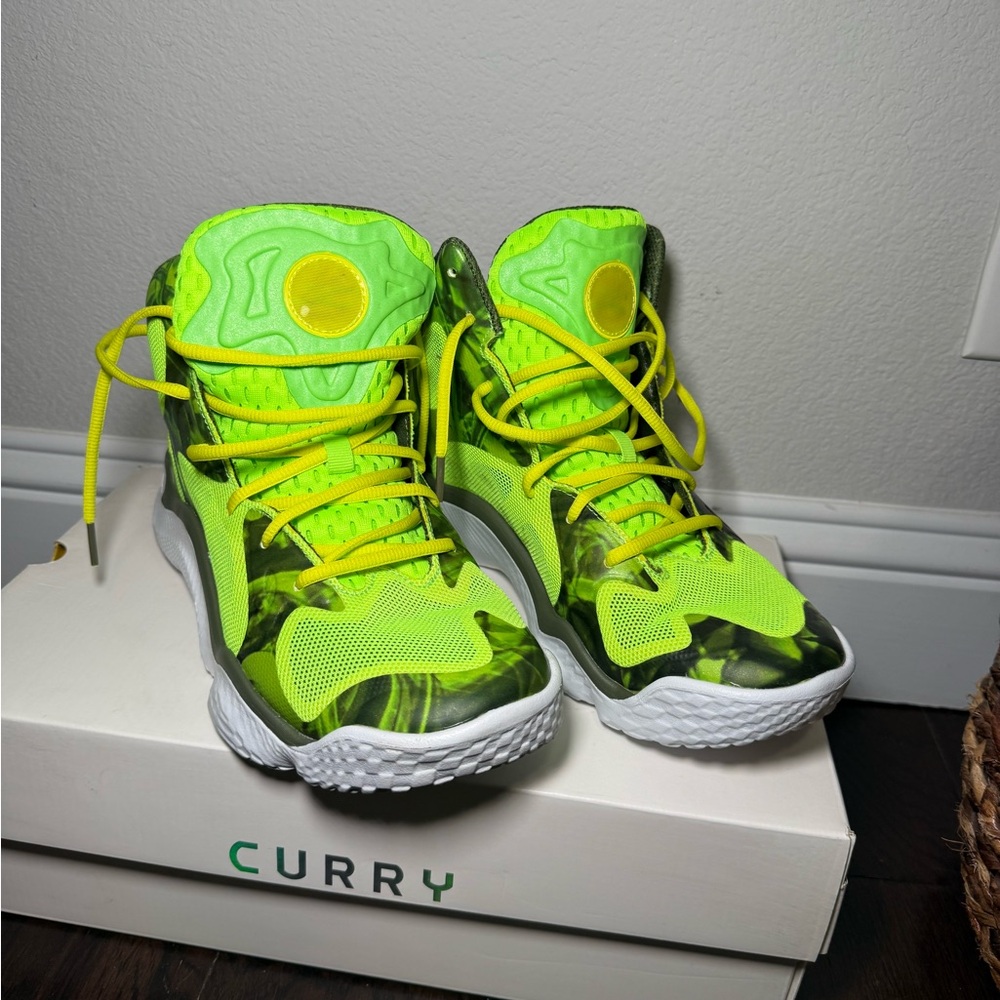 Under Armour Curry Neon Green High-Top Athletic Shoes